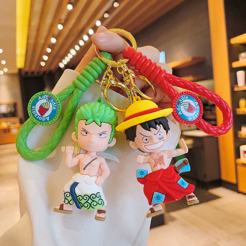 1 pc Anime Key Chain One Piece Doll Braided Rope Luffy Zoro for ...
