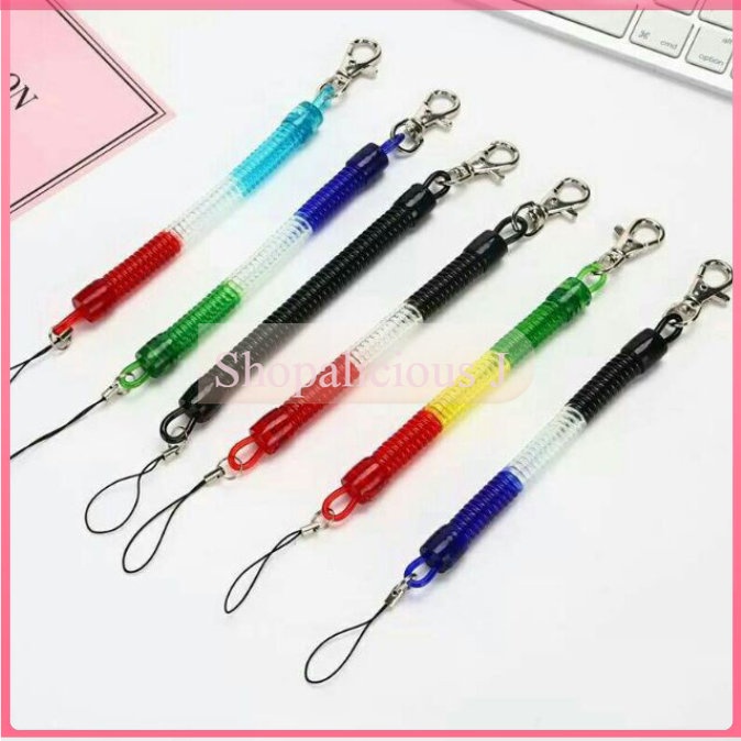 Retractable Plastic Spring Coil Spiral Stretch Keychain Lanyards Key Keyring Chains Key Coil Hooks Random Shopee Malaysia