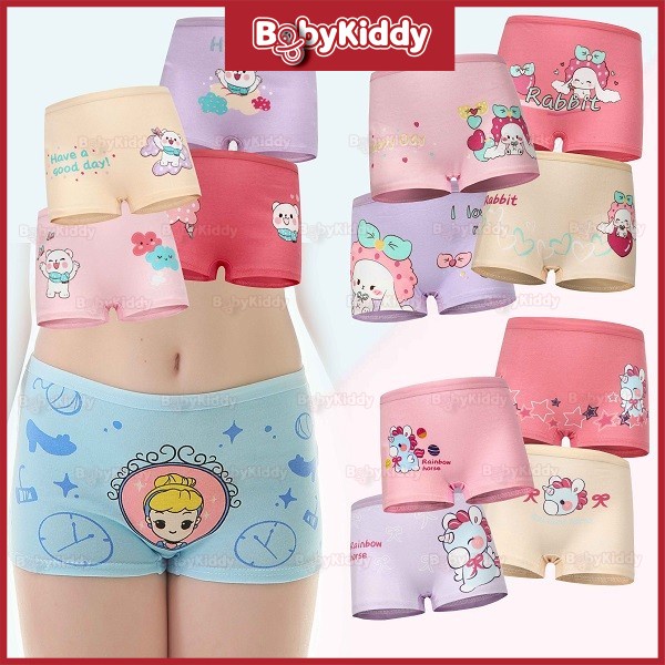 (2-12years) 4 In 1 Kids Boxer Baby Girl Panties Underwear Printed Cute ...