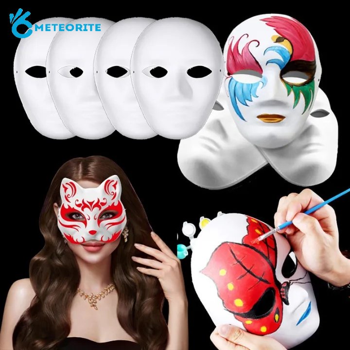DIY Hand Painting Blank Pulp Paper Mask/ White Forface Paintable Couple ...