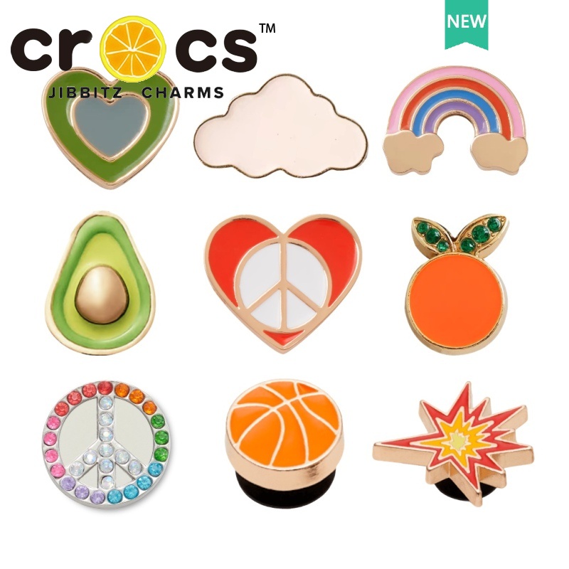 Metal Jibbitz Crocs Charms Heart Rainbow Series Shoe Buckle Hole Shoe ...