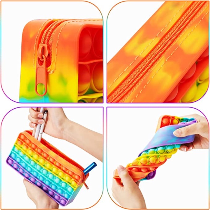 Pop It Pencil Case Fidget Toys Pop Silicone Storage Bag Children's ...