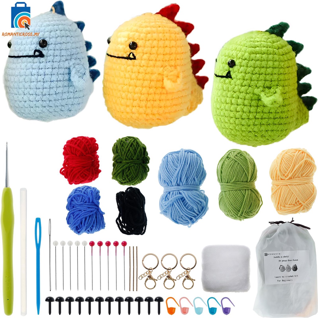 Beginner Crochet Kit Cute Colorful Dinosaurs Crochet Kit Professional