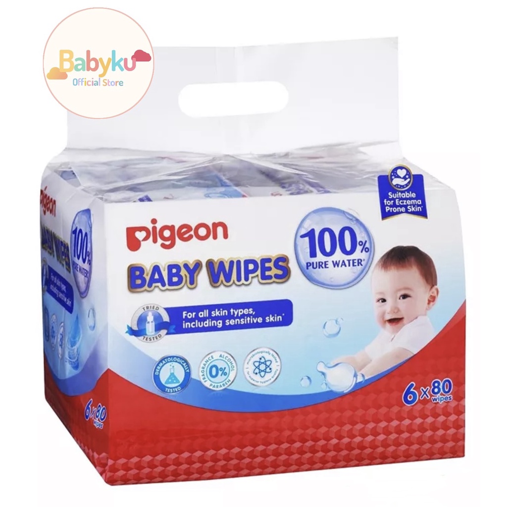 Pigeon 100% Pure Water Baby Wipes 80'S x 6 | Shopee Malaysia