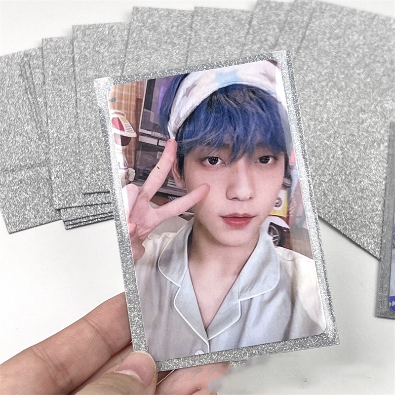 50pcs/set Silver Card Film 20silk Glitter Idol Photocard Sleeves Kpop