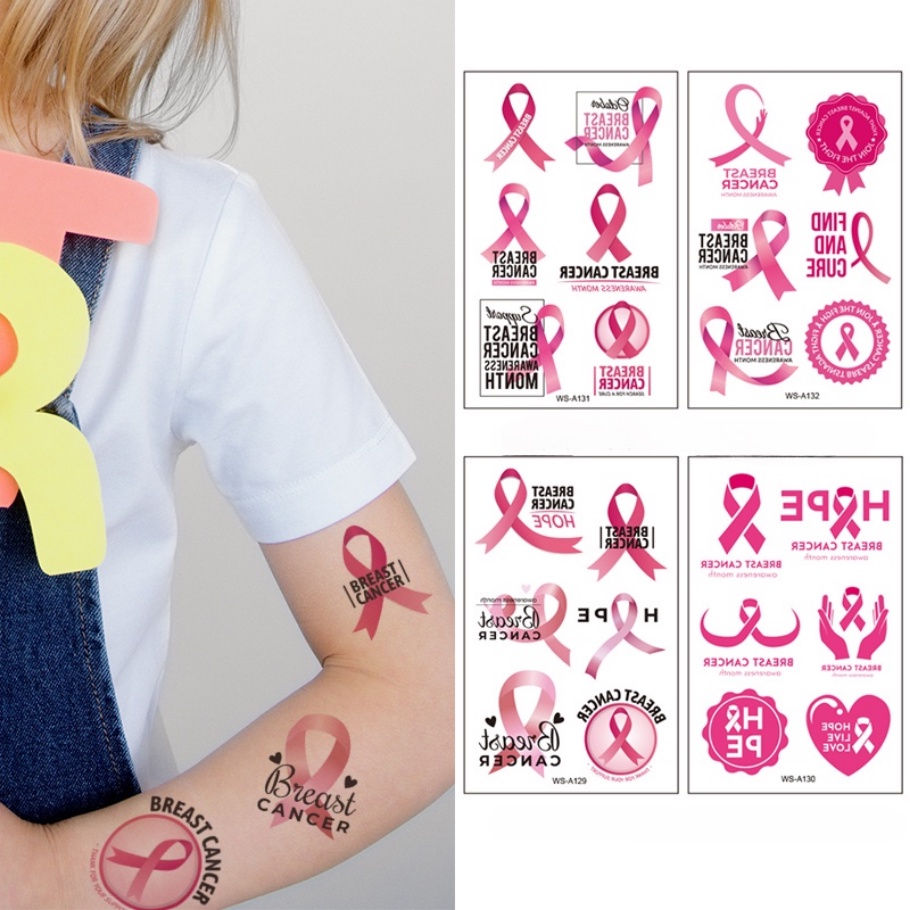 Pink Ribbon Tattoo Sticker Waterproof Sweat Promotional Event ...