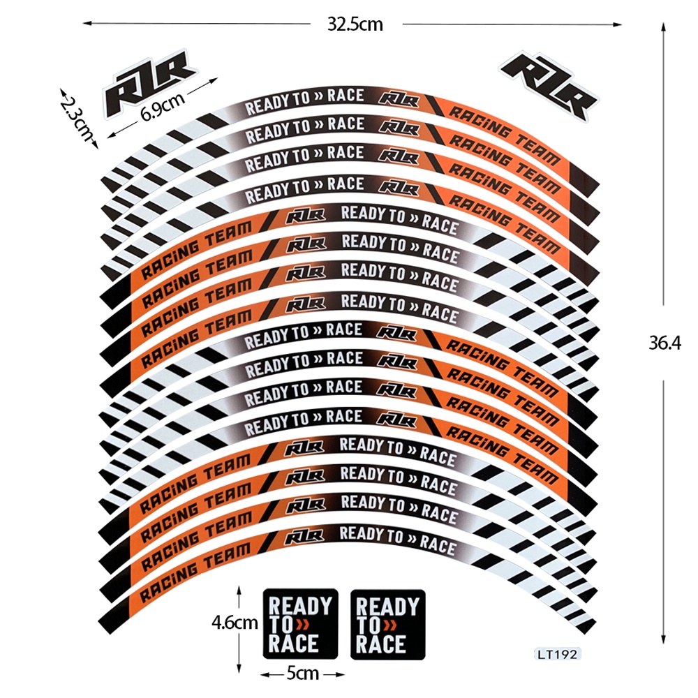 Reflective KTMR2R Motorcycle Wheel Sticker Rim Hub Stripe Decal Ready ...