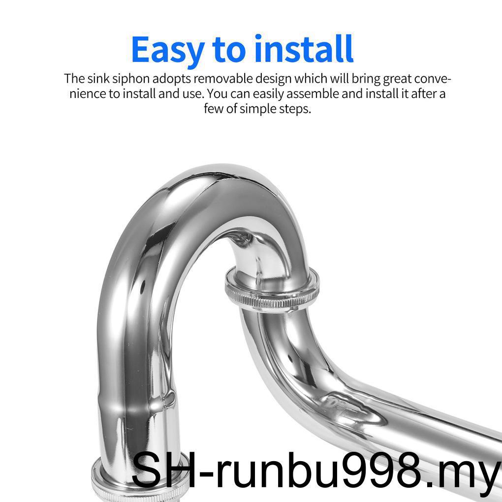 Siphon Sink P Trap Stainless Steel Leakproof Pipe Drain Tube High