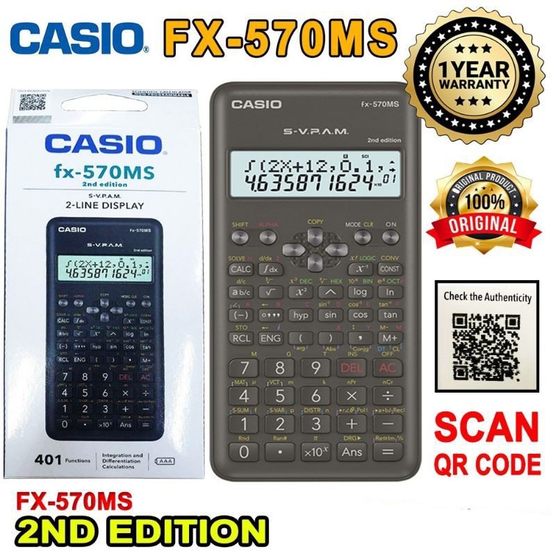 Scientific Calculator Casio For School And Office FX-570MS ,2nd Edition ...