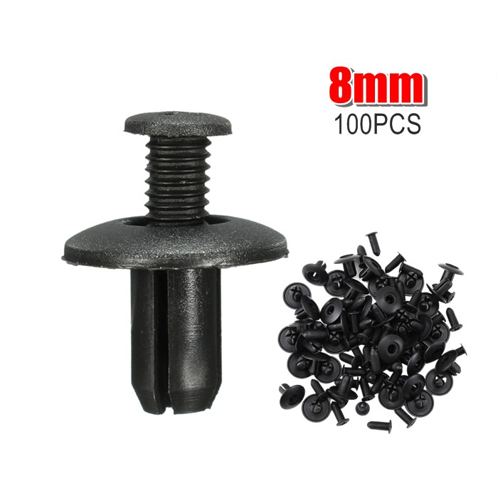 100pcs 8mm Hole Car Body Plastic Rivets Fastener Fender Bumper Push Pin Clips Skru Klip Kereta 6612