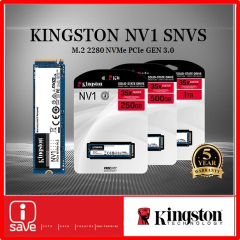  Kingston NV1 250G M.2 2280 NVMe PCIe Internal SSD Up