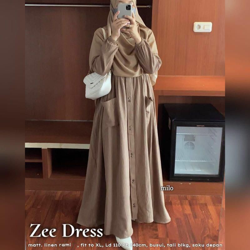 Vantela Outfit - Zee Maxy Gamis Linen Rami Modern Dress Muslim Women ...