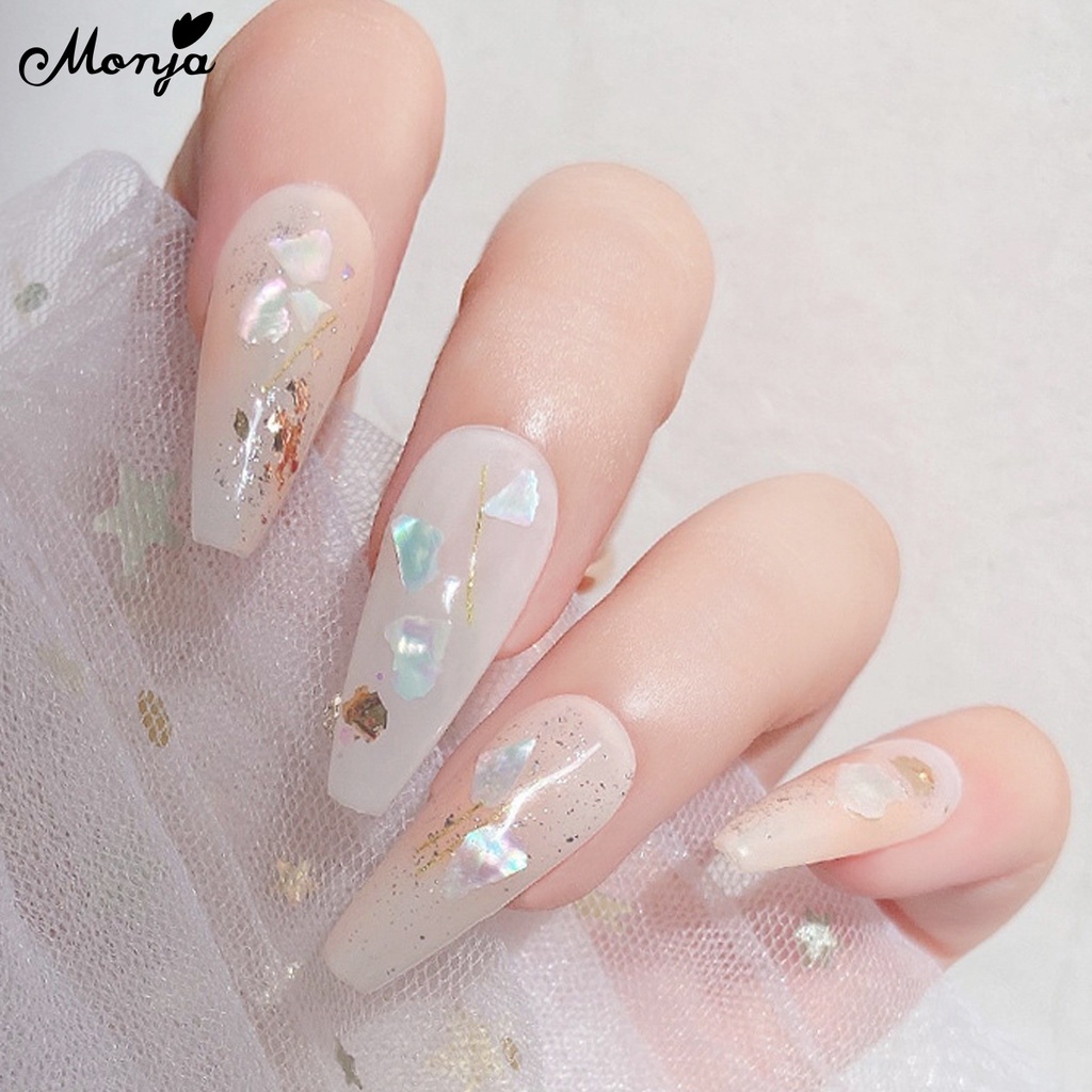 Monja 6 Colors Nail Art 3D Shiny Irregular Mica Shell Fragment Glitter ...