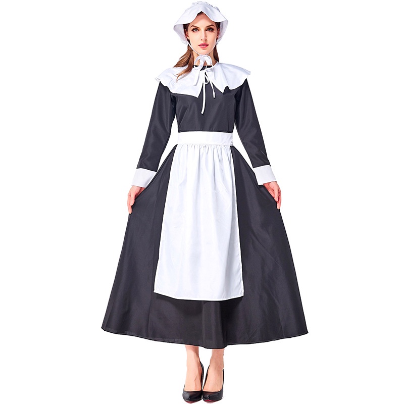 European Farm Housekeeper Uniform Women France Servant Maid Dress