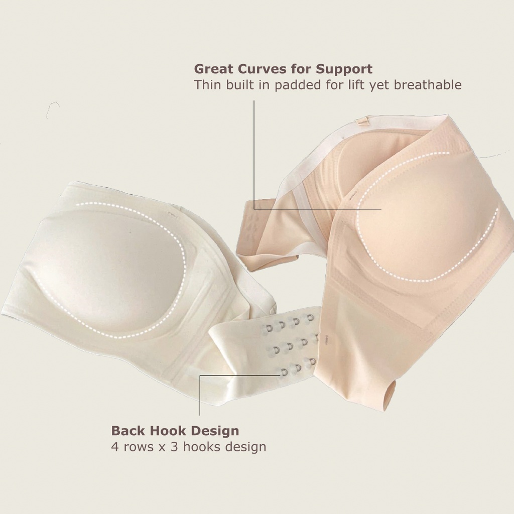 Baju Dalam Wanita Seamless Strapless Bra Multiple Way Half Cup Non-Slip  Tube Top Plus Size Wireless Ice Silk 冰丝无痕平口无肩带内衣