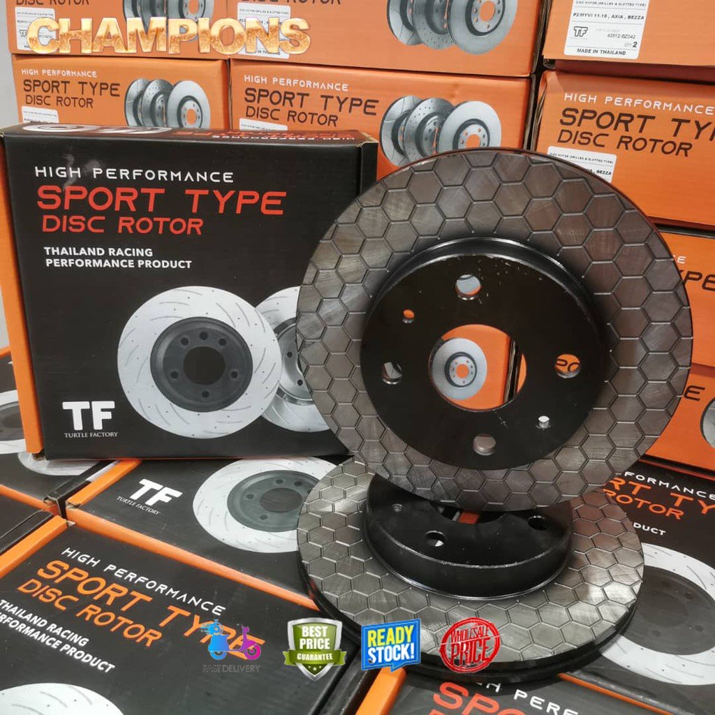 ORIGINAL TF SLOTTED & DRILLED DISC ROTOR HONEY COMB (FRT) FOR PERODUA ...