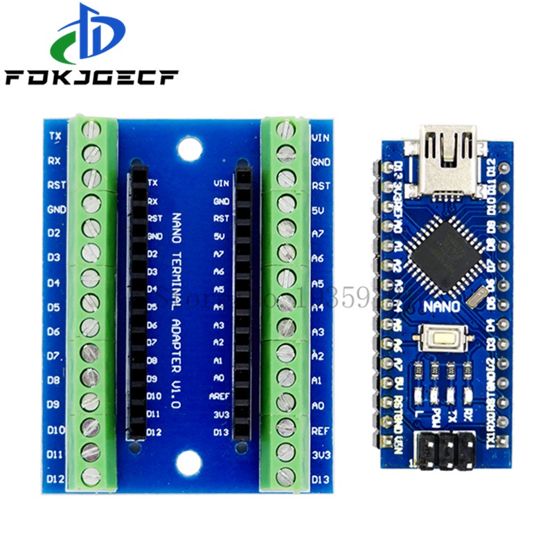 thumbnail image 2 of Atmega328P Nano 3.0 CH340 USB Driver + Terminal Adapter Expansion Board 2-in-1 2 of 5