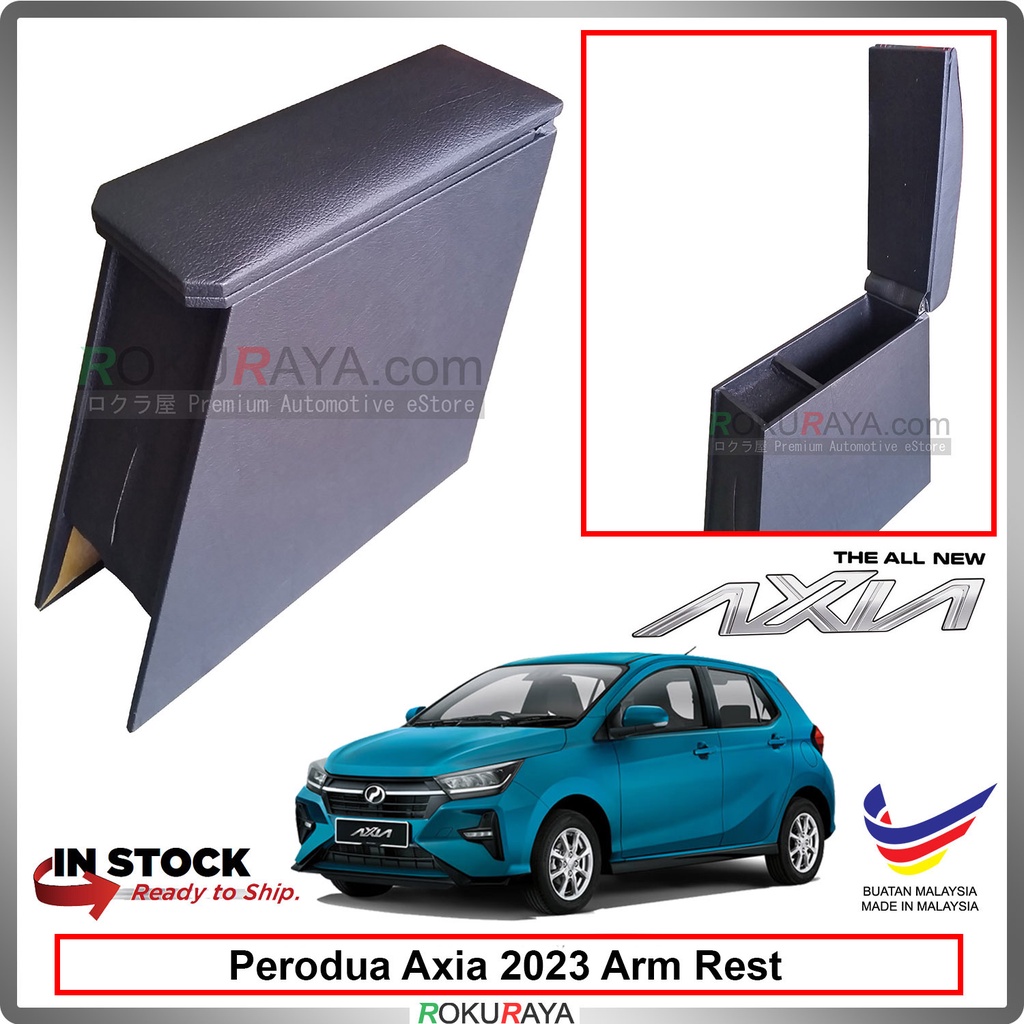 [BLACK] Perodua Axia New 2023 Plywood PVC PU Leather Arm Rest Center
