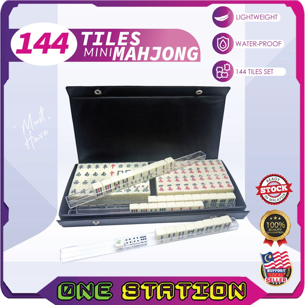 144 Tiles Mini Mahjong Rummy Lami Travel Set Party Family Puzzle
