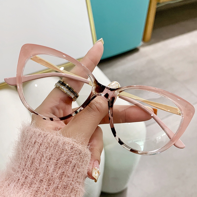 FELRES Women's Cat Eye Reading Glasses – Metal Frame With Clear Anti-Blue Light Lenses (Model JG-0177)
