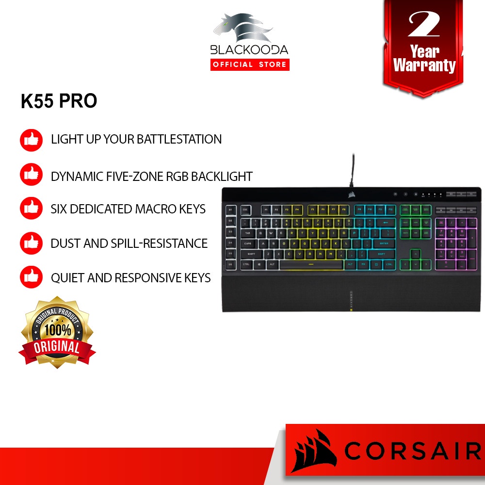 Corsair K55 RGB Pro Wired Full Size Gaming Keyboard Shopee Malaysia