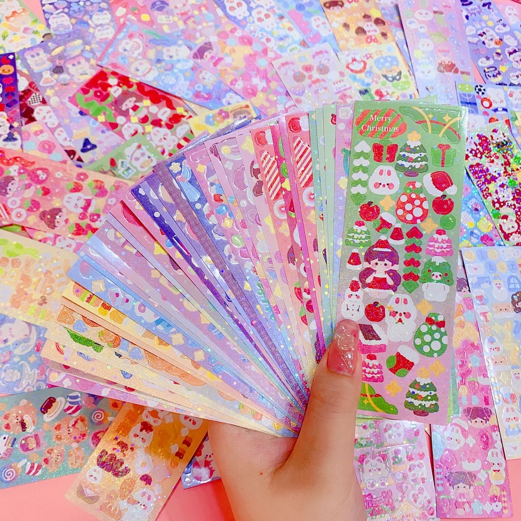 50Pcs Kawaii Handbook Stickers Cartoon Handbook Collage Laser Shiny ...