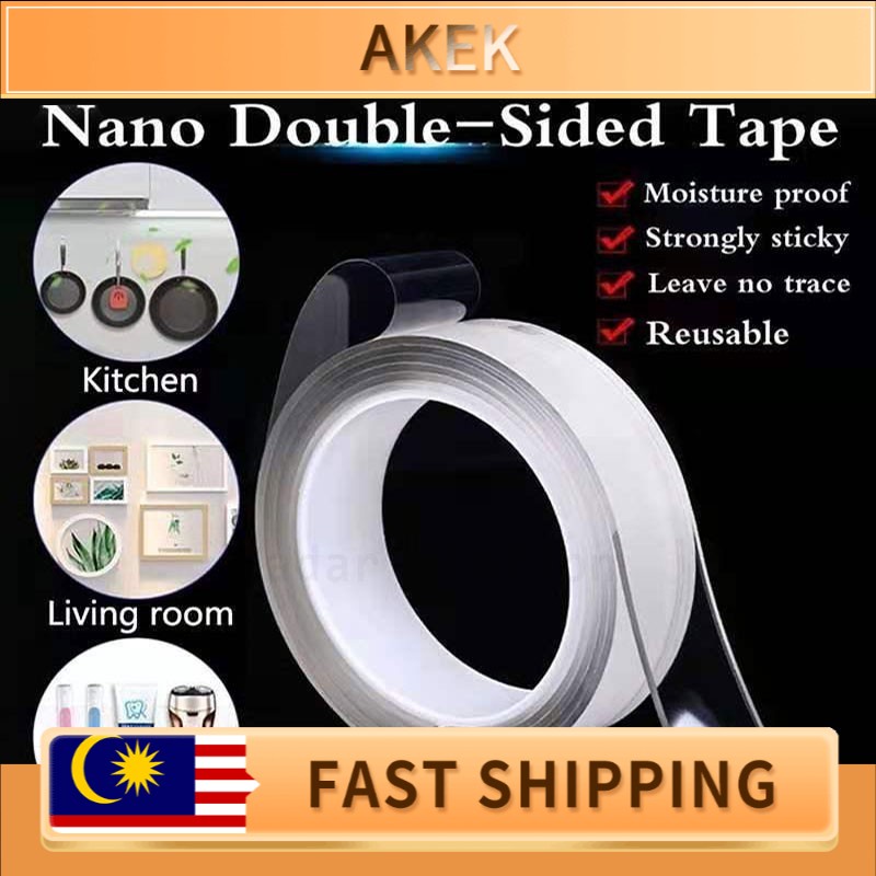 60 Pack Transparent Double Sided Tape - Reusable No-Residue Mounting Tape For Walls & Decorations