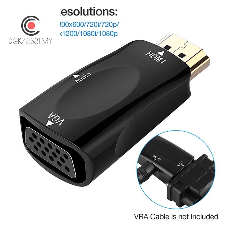 1080P HDMI Male to VGA Female Adapter Video Converter 3.5mm Audio ...