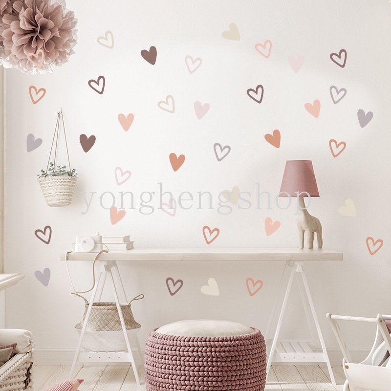12pcs Bohemian Style Heart Shaped Wall Sticker Boho Vinyl Decals Party ...