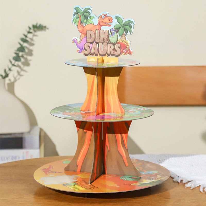 1set Dinosaur Cake Stand Cupcake Stand Cake Decoration for Kids Boy Jurassic World Dinosaur