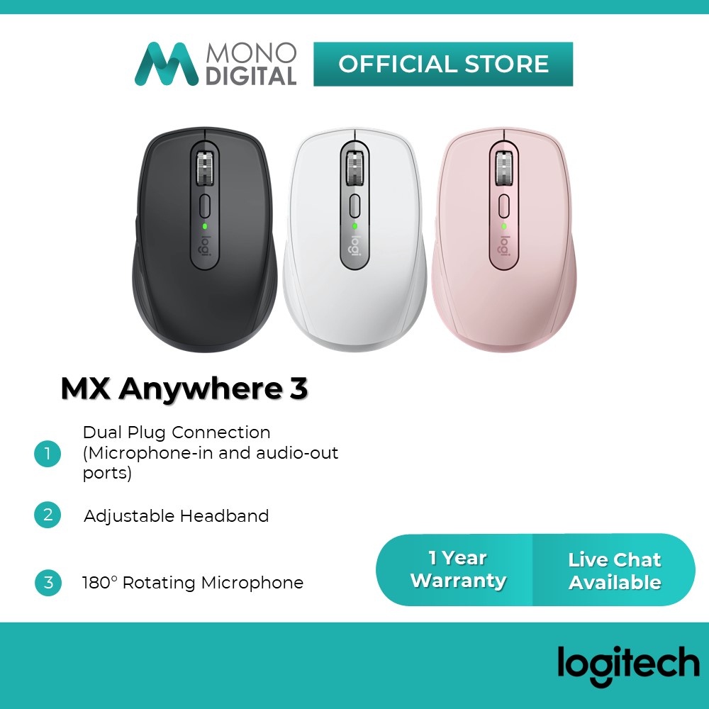 Logitech MX Anywhere 3 Bluetooth Wireless Master Performance Mouse (USB