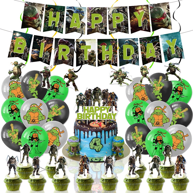 Jom Party Ninja Turtle Theme Birthday Decorations Cake Topper Hari Jadi ...