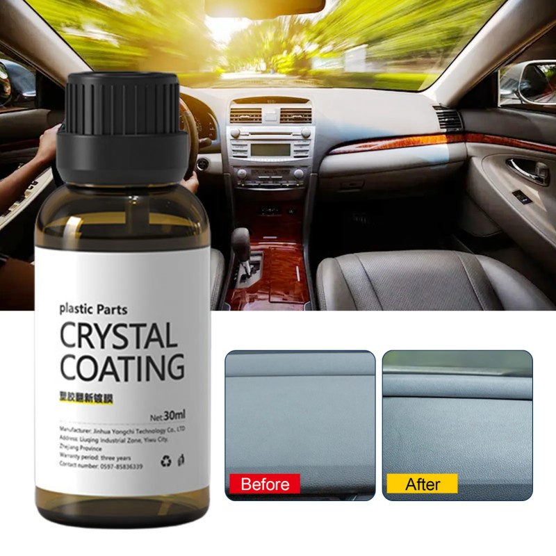Crystal Coating for Car Plastic Parts, Plastic Parts Crystal Coating with  Sponge, Plastic Repairer for Cars Resists, Long Duration, Easy to Use,  Great