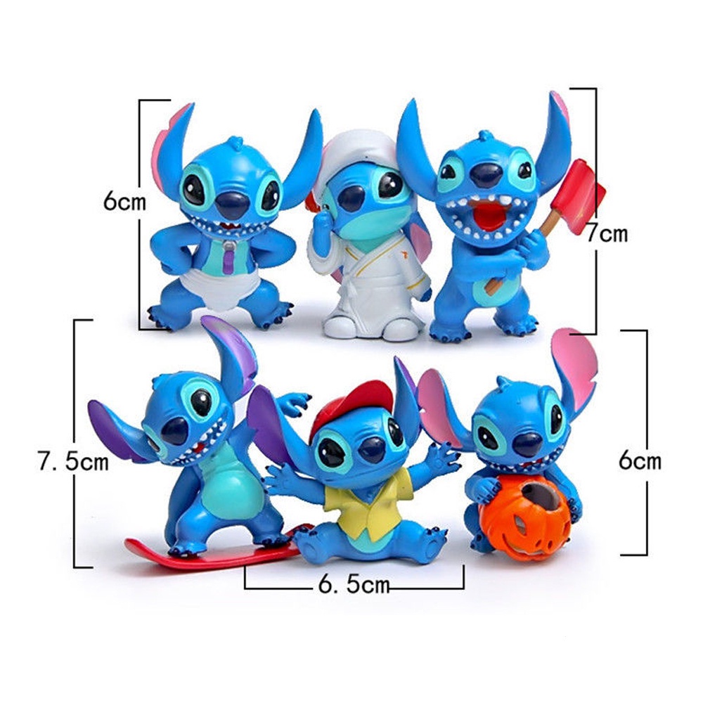 24 hours delivery of goods 6 pcs set Stich Action Figure with Lilo and
