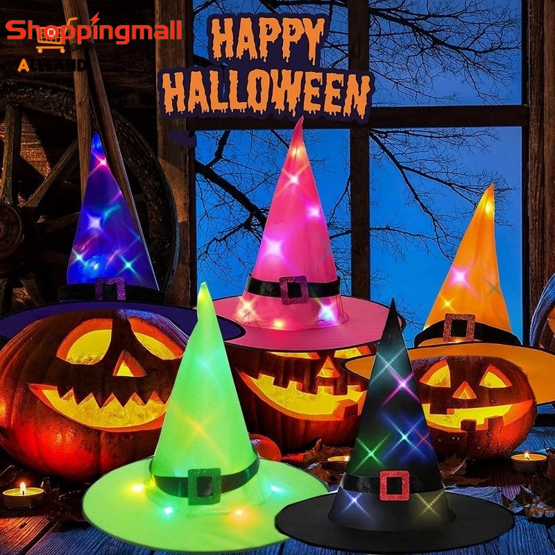 Halloween Costume Witch Wizard Hat Led Glowing Hat Party Cosplay