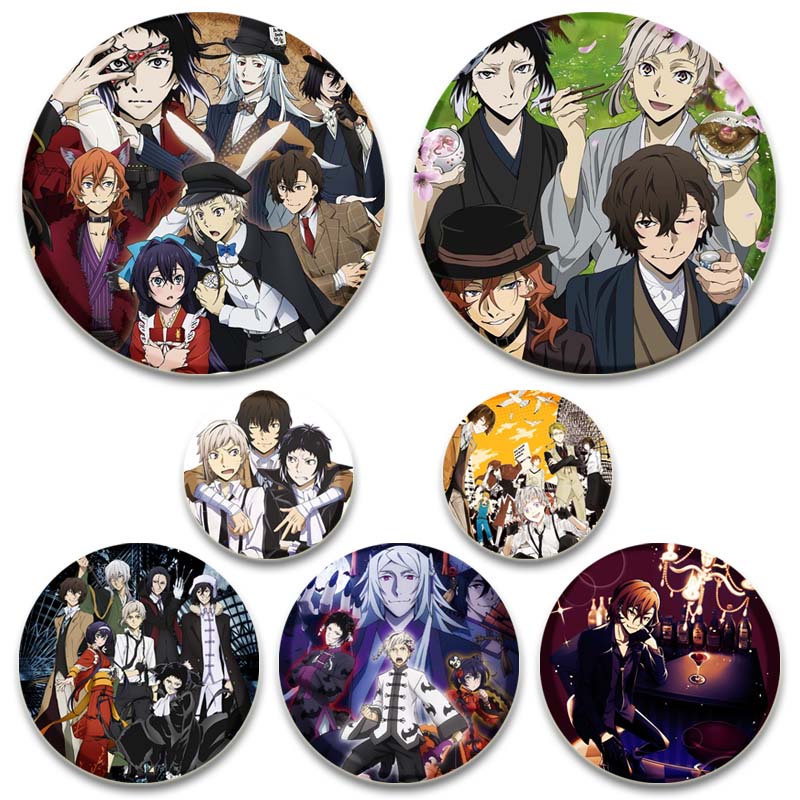 58mm Bungo Stray Dogs Anime Icon Badge Cute Comic Figure Brooches ...