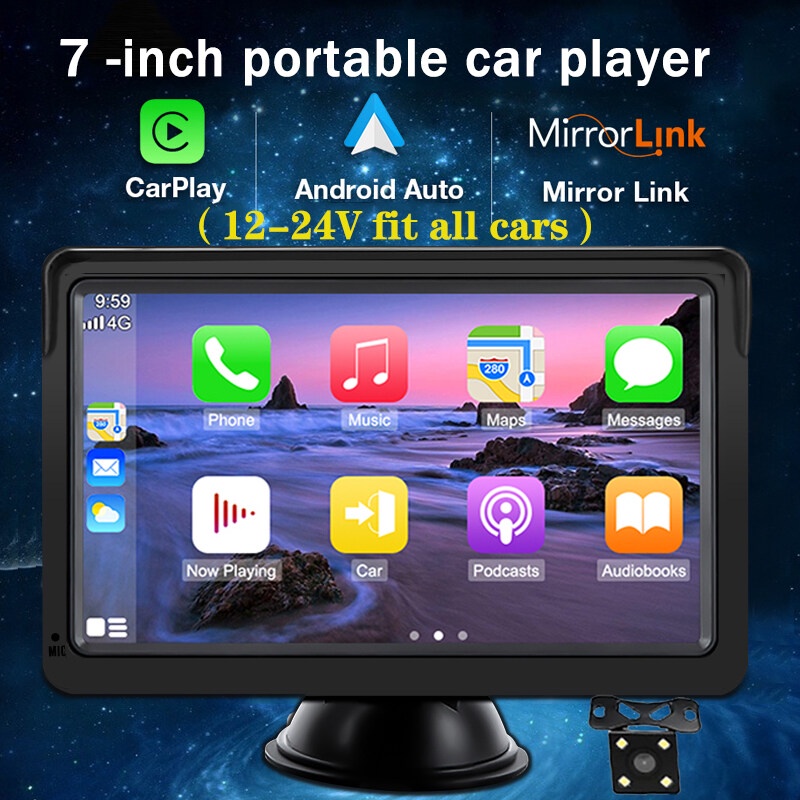 1224V Universal Portable 7 Inch Car Player Wireless Carplay/Android