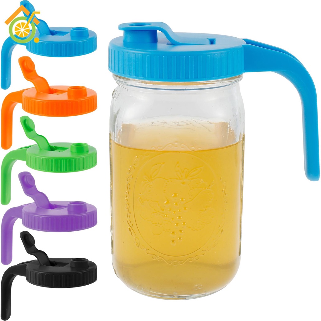 5 Pcs Mason Jar Lids with Handle Plastic Mason Jar Pour Spout Lid