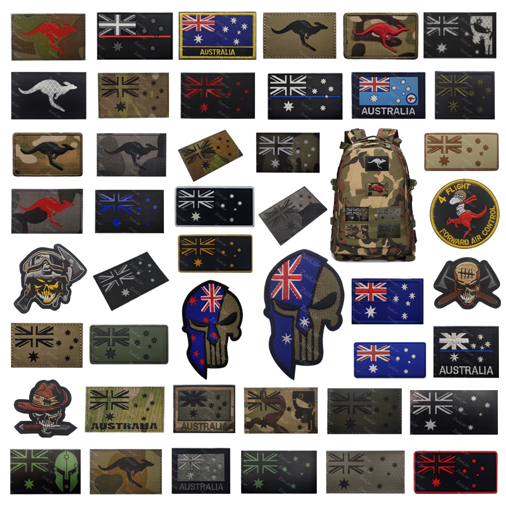 Velcro Patch Australian Flag PVC+Embroidered Armband Velcro Morale