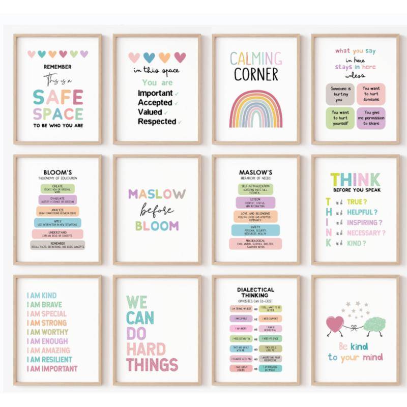 Growth mindset poster canvas painting school counselor office for kids ...