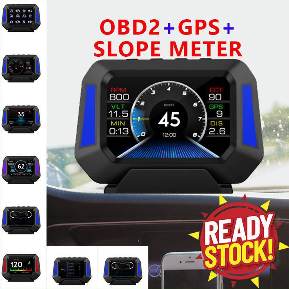 OBD+GPS+Slope Car OBD2 Gauge Meter OBD2 HUD Head Up Display Car ...