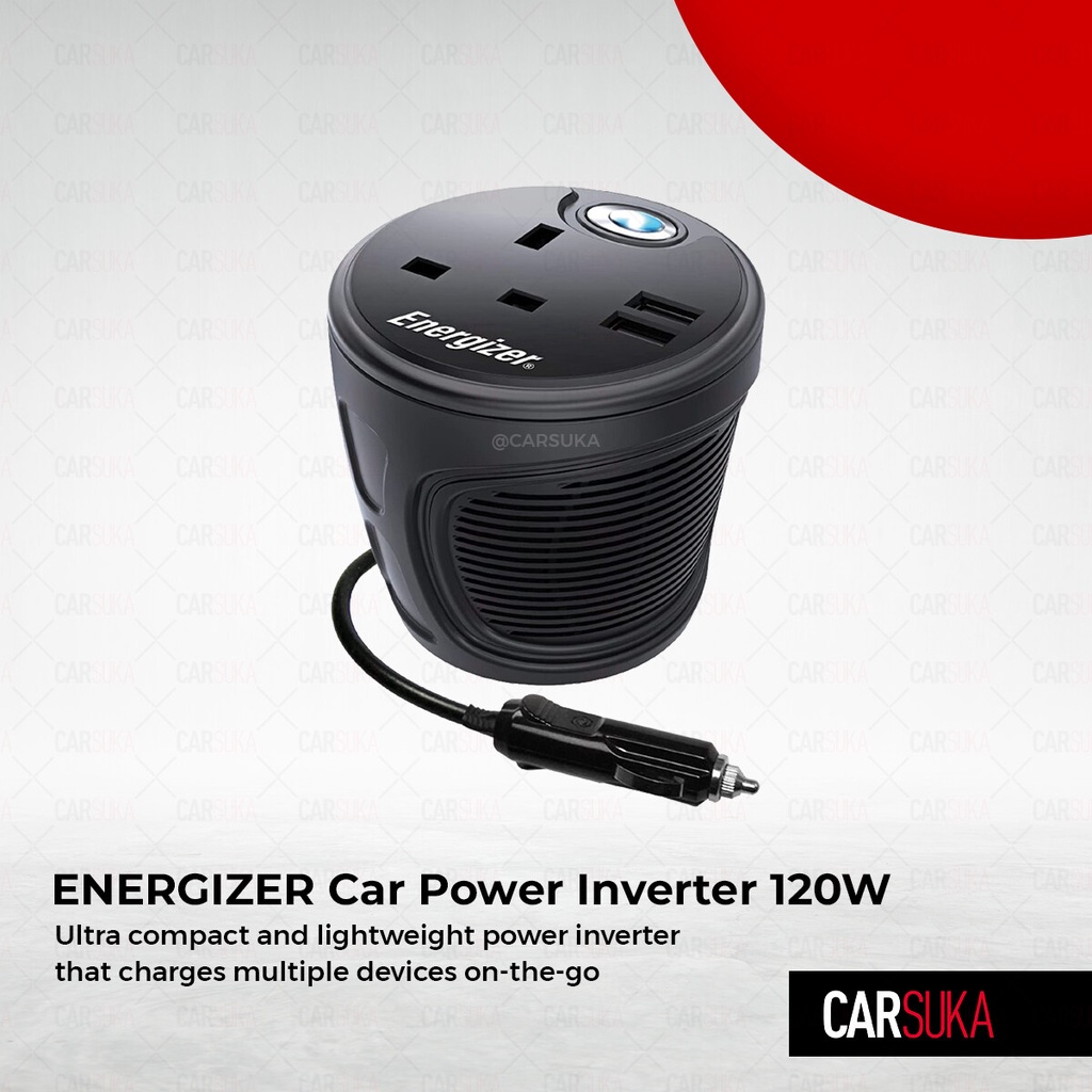 ENERGIZER 120W Car Power Inverter with 2 USB 2.1A Charging Port for