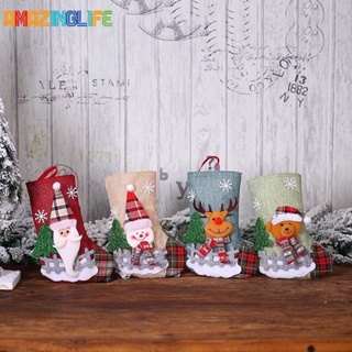 10pcs New Year Christmas Aluminum Foil Packaging Bag Sack Xmas Gift Candy  Bag Christmas Decorations For Home Natal Navidad Sock