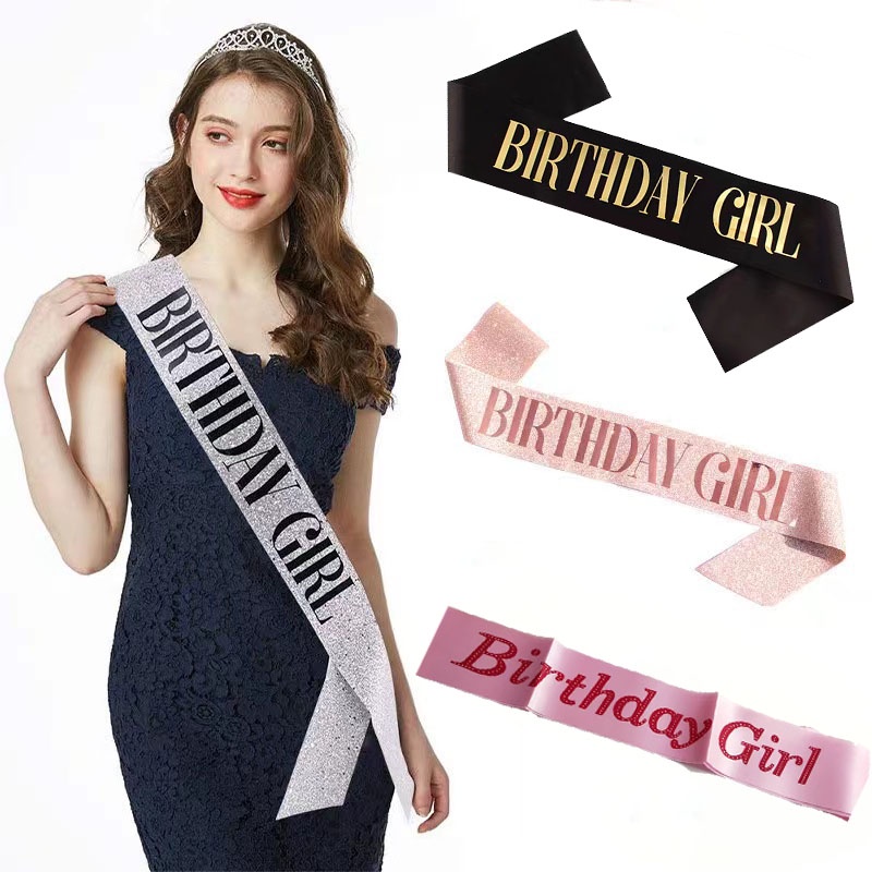 Birthday Girl Glitter Satin Sash Supplies Birthday Queen Pink Party ...