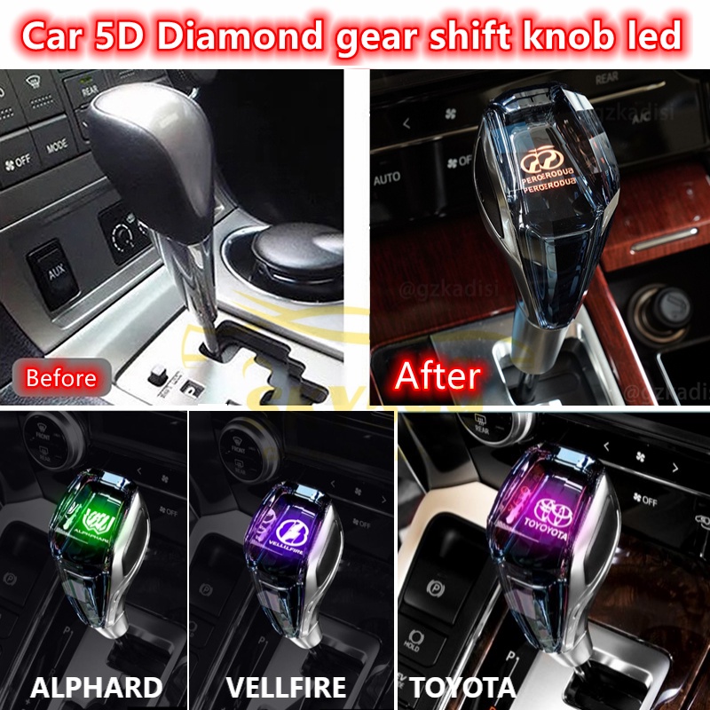 Car 5d diamond gear shift knob led automatic Perodua Proton Toyota Alphard Vellfire anh30 anh20