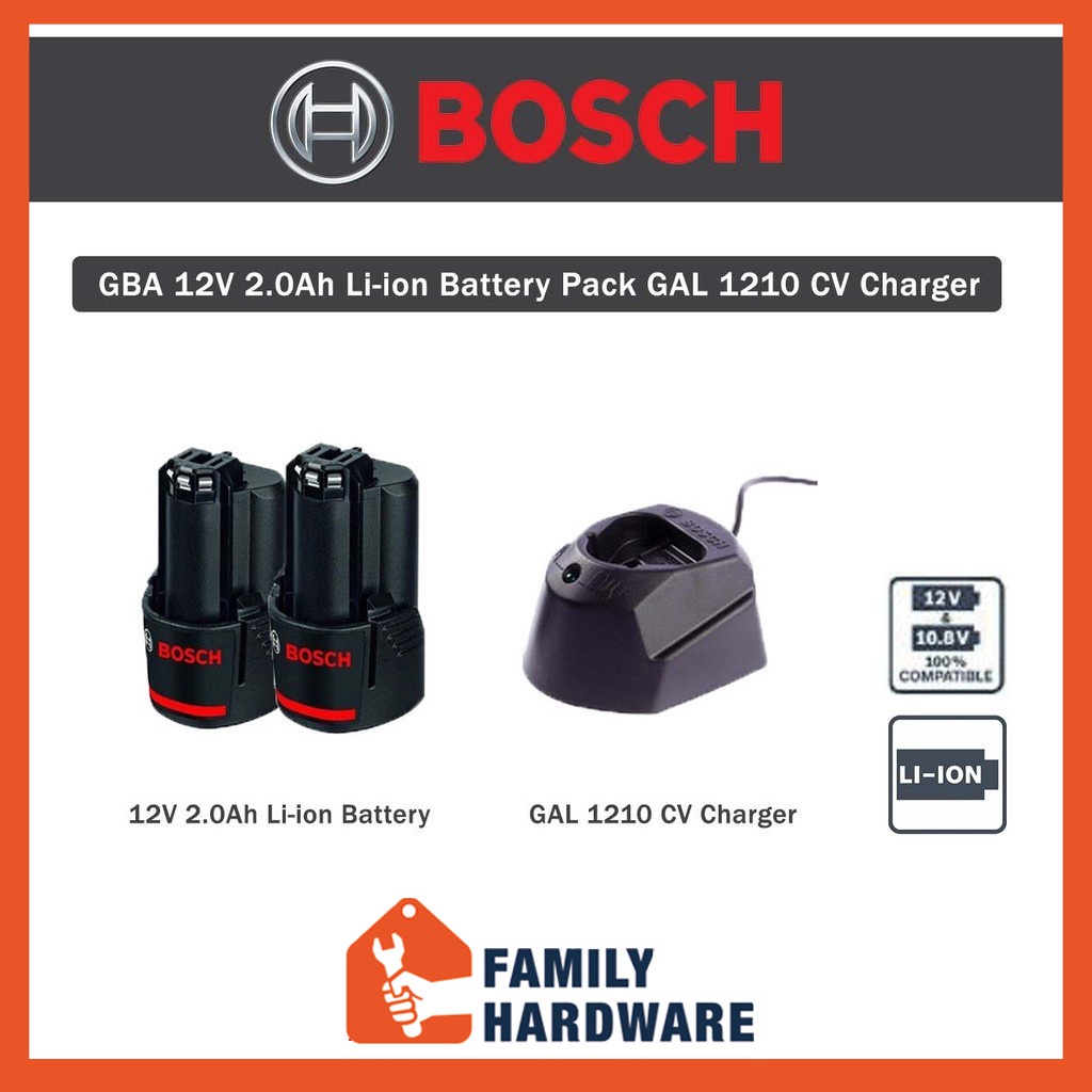 Set Démarrage Bosch Professional 12V - 2 Batteries 6.0Ah + Chargeur Rapide GAL 12V-40 - Pour Outils 12V