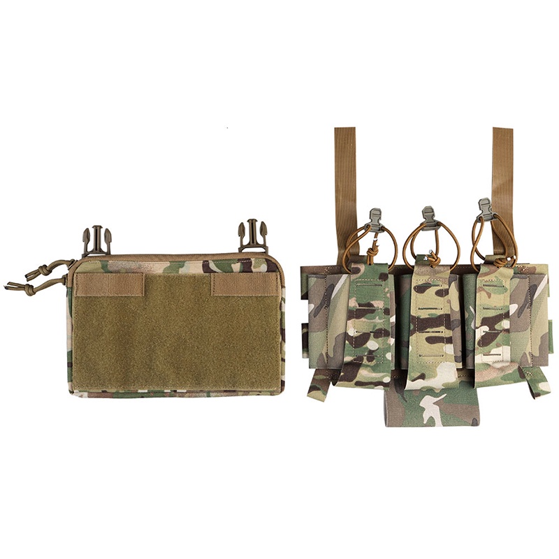IDOGEAR Tactical Triple Mag Pouch For 556 Mag Tactical Vest Front Panel Pouch Outdoor Hiking
