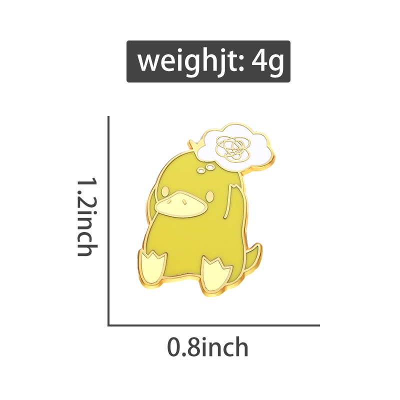 Cute Psyduck Hard Ename Pin Yellow Duck Overthinking Brooch Badges ...