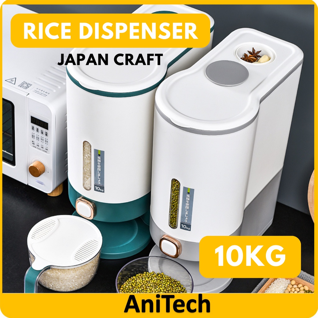 【UPGRADED】10KG AUTOMATIC RICE DISPENSER STORAGE BUCKET Insect Moisture ...