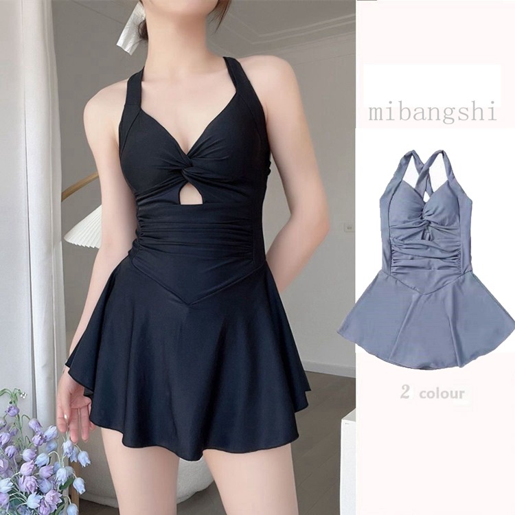 [Ready Stock] [New Style] MBS Sexy Halter Skirt Swimsuit One-Piece Pure ...